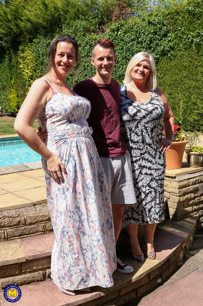 Mature Women Have Threesome With Young Man After Poolside Get Together