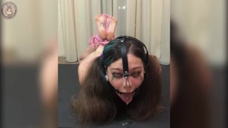 Hogtied Submissive with Nose Hook and Ring Gag Drooling